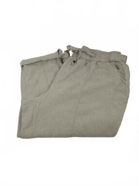 Catherine's Women's Beige Linen Blend Drawstring Pants w/Cuffed Ankles Size 4X